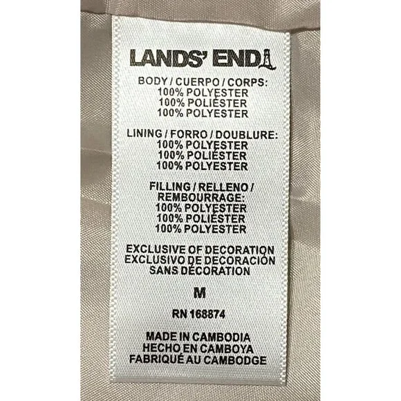 Lands' End Womens Quilted Hooded Jacket Tan Medium NWT Lightweight Full Zip - Picture 7 of 8